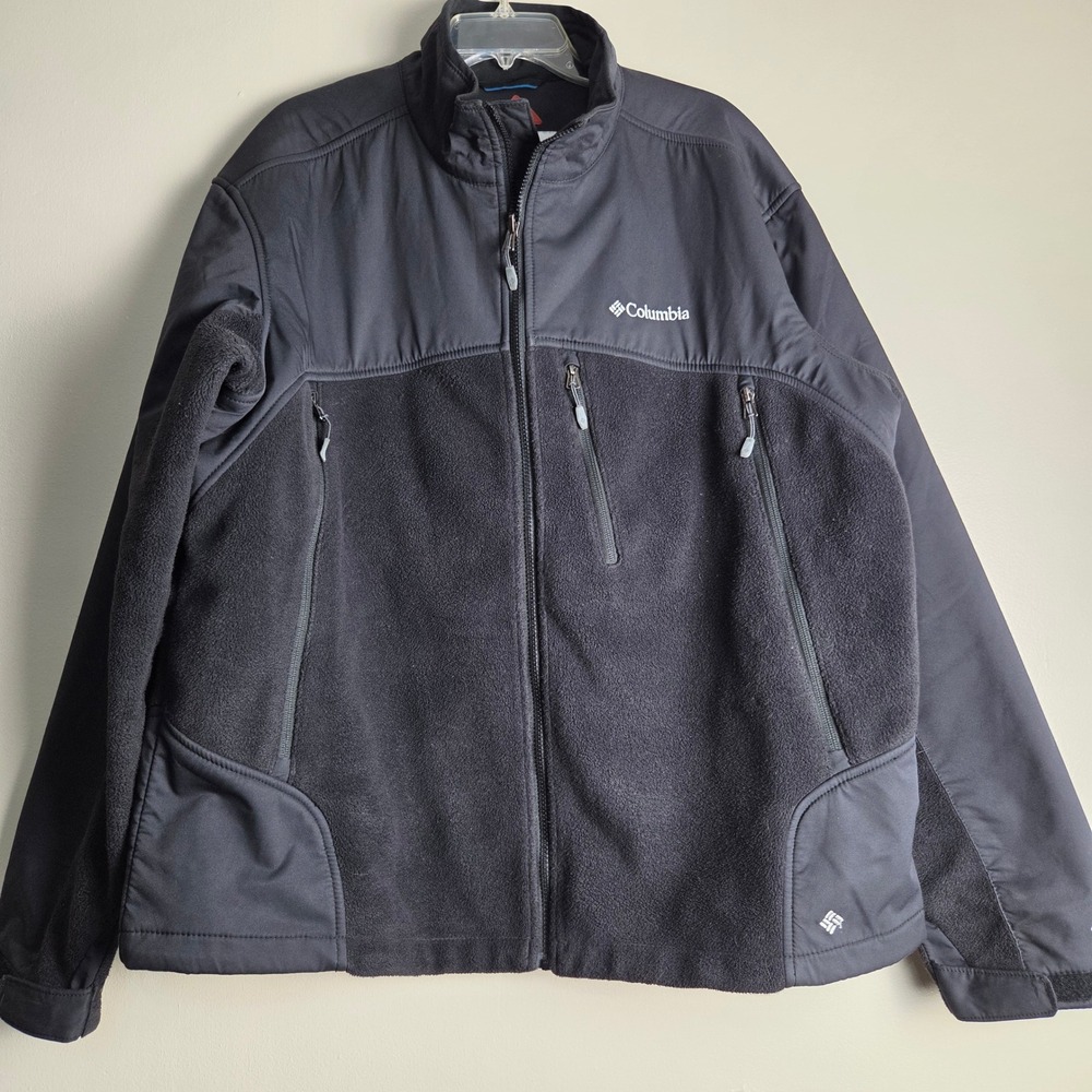 Columbia Mens XXL Black Interchange Omni-Heat Softshell Fleece Hybrid Jacket